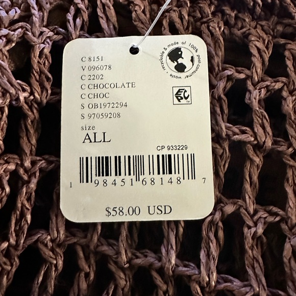 Free People Sand Bound Clutch Chocolate Brown NWT Woven Straw Bag Boho Coastal